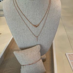 Stella&Dot rose gold set- necklaces and bracelet